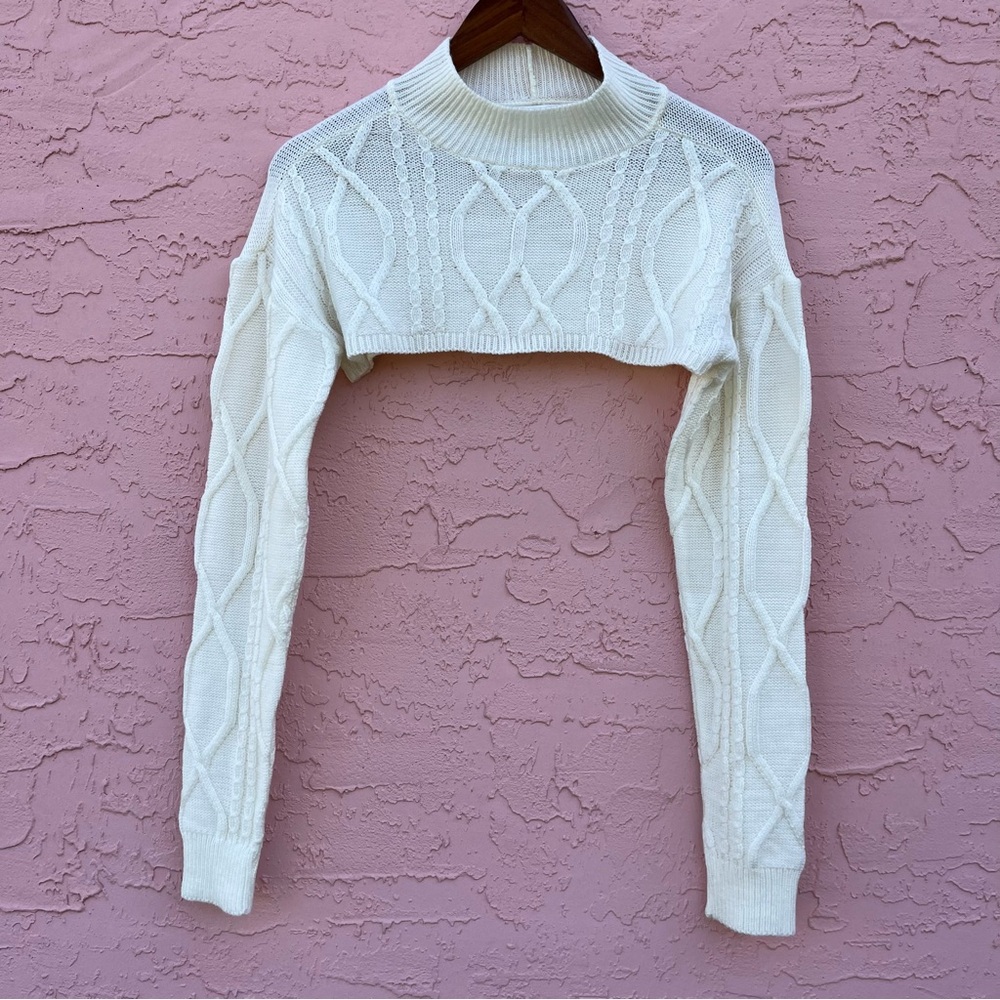 BP Cream Knit Shrug Sweater Cropped Size Medium